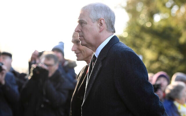 In this Jan. 19, 2020 file photo, Britain's Prince Andrew accompanies Queen Elizabeth II to attend a church service at St Mary the Virgin, in Hillington, England. (Joe Giddens/PA via AP) In this Jan. 19, 2020 file photo, Britain's Prince Andrew accompanies Queen Elizabeth II to attend a church service at St Mary the Virgin, in Hillington, England. (Joe Giddens/PA via AP)
