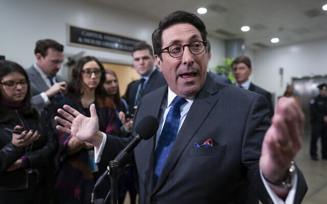 Speaking to reporters, Jay Sekulow, President Donald Trump's personal lawyer, attacks the Democrat's arguments in the impeachment trial of the president on charges of abuse of power and obstruction of Congress, in Washington, Friday, Jan. 24, 2020. (AP Photo/J. Scott Applewhite) Speaking to reporters, Jay Sekulow, President Donald Trump's personal lawyer, attacks the Democrat's arguments in the impeachment trial of the president on charges of abuse of power and obstruction of Congress, in Washington, Friday, Jan. 24, 2020. (AP Photo/J. Scott Applewhite)