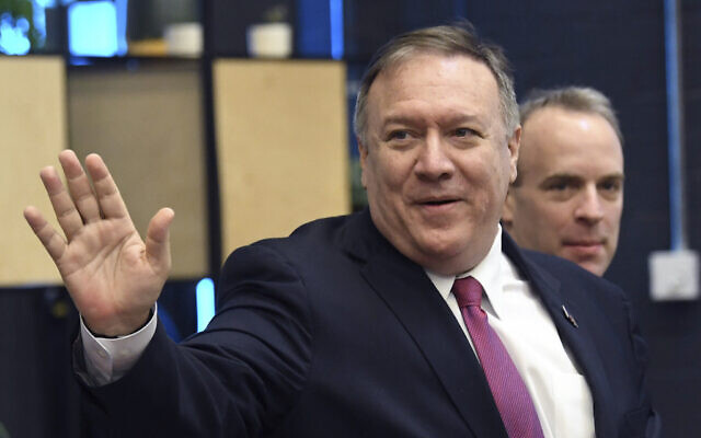 US Secretary of State Mike Pompeo and Britain's Foreign Secretary Dominic Raab visit Epic Games Lab, in London on January 30, 2020. (Stefan Rousseau/Pool Photo via AP) US Secretary of State Mike Pompeo and Britain's Foreign Secretary Dominic Raab visit Epic Games Lab, in London on January 30, 2020. (Stefan Rousseau/Pool Photo via AP)