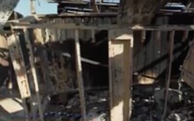 Screen capture from video of a CNN report  at the US military facility in Al-Asad Airbase in Iraq, in footage broadcast January 12, 2020, days after an Iranian missile strike destroyed part of the compound. (CNN screen capture)