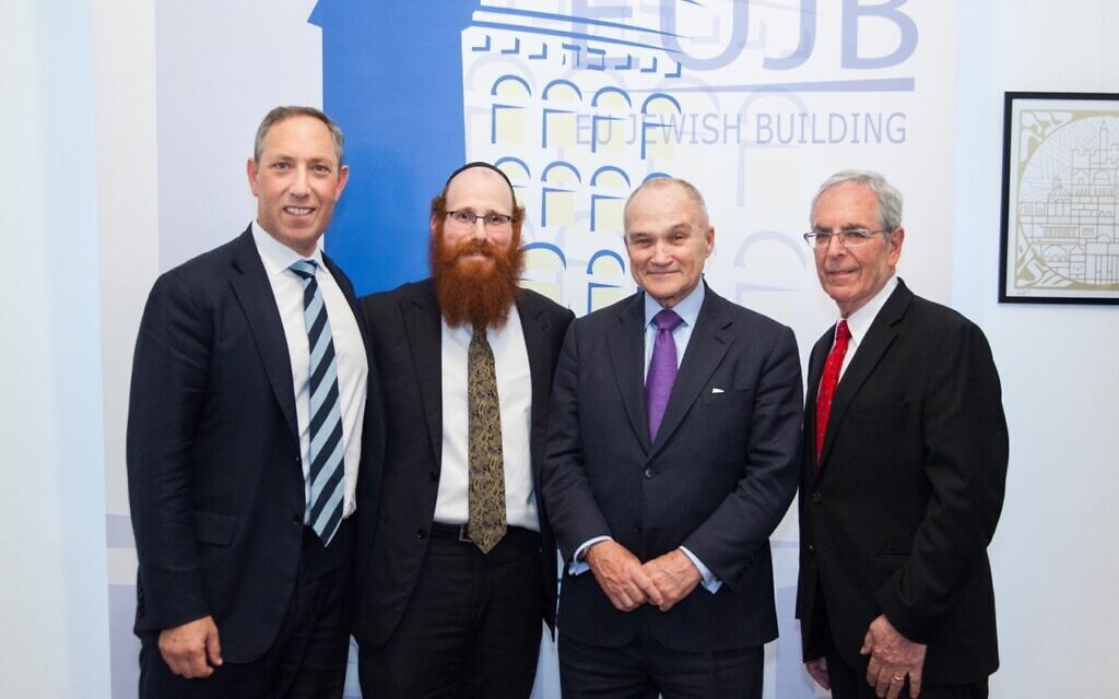 Now-executive director of the Community Security Initiative Mitchell Silber, left, meets with Jewish community leaders in Brussels, Belgium, in 2018. (Courtesy) Now-executive director of the Community Security Initiative Mitchell Silber, left, meets with Jewish community leaders in Brussels, Belgium, in 2018. (Courtesy)