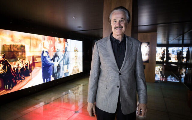 Mike Evans at the Friends of Zion Museum in Jerusalem, on May 16, 2017 (Nati Shohat/Flash90)