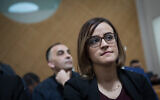 Heba Yazbak at the Supreme Court in Jerusalem for a hearing on whether to disqualify the Ra'am-Balad party from running in the general elections, March 14, 2019. (Hadas Parush/Flash90/File)