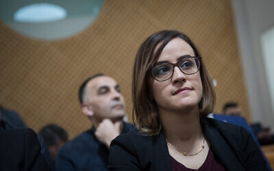 Heba Yazbak at the Supreme Court in Jerusalem for a hearing on whether to disqualify the Ra'am-Balad party from running in the general elections, March 14, 2019. (Hadas Parush/Flash90/File)