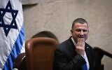Knesset speaker Yuli Edelstein during a vote on a bill to dissolve the Knesset, December 11, 2019. (Hadas Parush/Flash90)