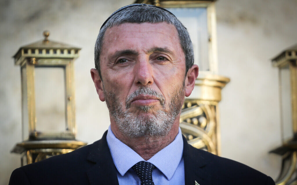 Education Minister Rafi Peretz attends a Hanukkah candle lighting ceremony at the Western Wall in Jerusalem's Old City, December 23, 2019. (Flash90)