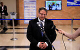 Otzma Yehudit party leader Itamar Ben Gvir speaks to reporters at the Knesset, January 15, 2020. (Olivier Fitoussi/Flash90)