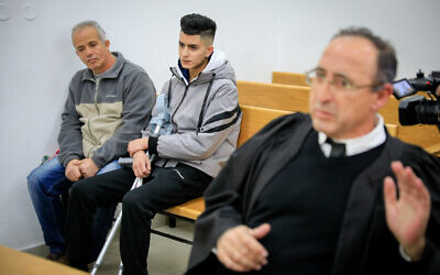 Tareq Kurd, 19, from East Jerusalem arrives for a court hearing at the Jerusalem District court on January 22, 2020. (Olivier Fitoussi/Flash90)