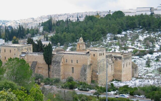 The Monastery of the Cross, situated in the Valley of the Cross, with the Israel Museum in the background, to the right; the location for the planned light rail station that the museum will protest on January 21, 2020 (Courtesy Ester Inbar) The Monastery of the Cross, situated in the Valley of the Cross, with the Israel Museum in the background, to the right; the location for the planned light rail station that the museum will protest on January 21, 2020 (Courtesy Ester Inbar)