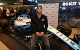 Roy Nissany at a press conference announcing his joining the Williams group Formula 1 racing team as its third driver, in Tel Avvi, January 15, 2020. (Courtesy Shauli Lendner)