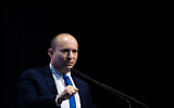 Defense Minister Naftali Bennett speaks at a conference in Jerusalem, December 8, 2019. (Yonatan Sindel/Flash90)