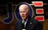 Democratic US presidential candidate, former vice president Joe Biden speaks during a campaign event in Independence, Iowa, January 3, 2020. (AP Photo/Patrick Semansky)