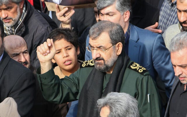 Iranian former chief of the Revolutionary Guards Mohsen Rezai takes part in a demonstration against American 'crimes' in the capital Tehran, January 3, 2020. (Atta Kenare/AFP) Iranian former chief of the Revolutionary Guards Mohsen Rezai takes part in a demonstration against American 'crimes' in the capital Tehran, January 3, 2020. (Atta Kenare/AFP)