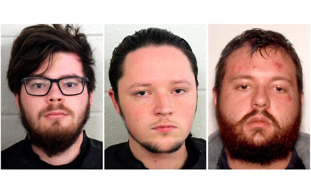 These undated photos provided by Georgia Police show from left accused neo-Nazis Luke Austin Lane of Floyd County, Jacob Kaderli of Dacula, and Michael Helterbrand of Dalton, Georgia. (Floyd County Police via AP These undated photos provided by Georgia Police show from left accused neo-Nazis Luke Austin Lane of Floyd County, Jacob Kaderli of Dacula, and Michael Helterbrand of Dalton, Georgia. (Floyd County Police via AP