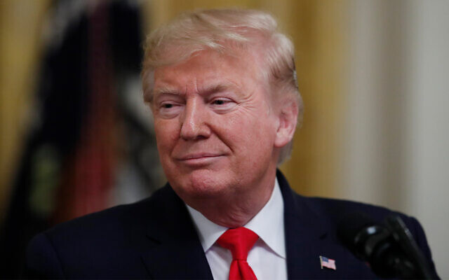 US President Donald Trump speaks to a bipartisan group of the mayors in the East Room of the White House, Jan. 24, 2020, in Washington. (AP/Alex Brandon) US President Donald Trump speaks to a bipartisan group of the mayors in the East Room of the White House, Jan. 24, 2020, in Washington. (AP/Alex Brandon)