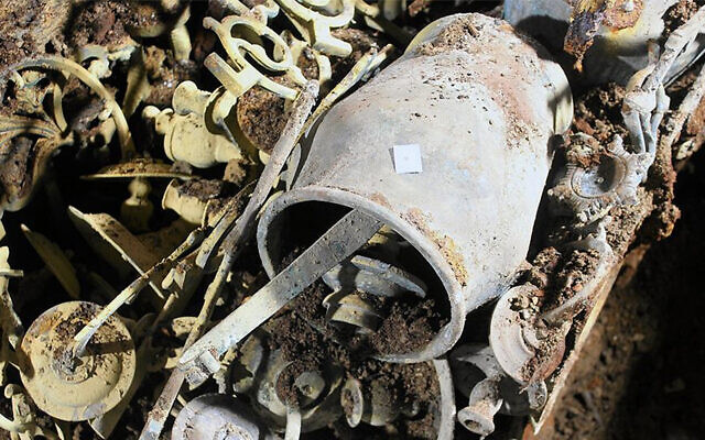 Some of the objects discovered at the former synagogue of Wieliczka, Poland in 2019. (Courtesy of Michał Wojenka via JTA) Some of the objects discovered at the former synagogue of Wieliczka, Poland in 2019. (Courtesy of Michał Wojenka via JTA)