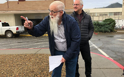 James “Sneaky” White Jr., moments after his release from prison, Jan. 21, 2020. (Alix Wall via JTA)