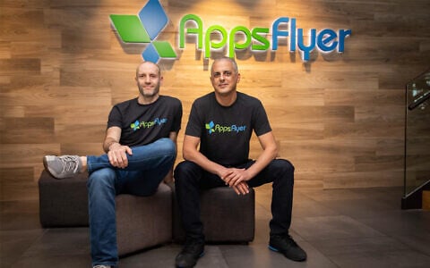 AppsFlyer founders Reshef Mann, left, and Oren Kaniel. (Courtesy/Appsflyer PR)