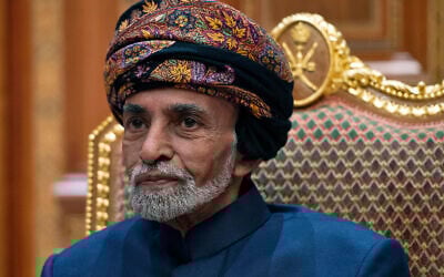 Sultan of Oman Qaboos bin Said sits during a meeting with US Secretary of State Mike Pompeo at the Beit Al Baraka Royal Palace in Muscat, Oman, January 14, 2019. (Andrew Caballero-Reynolds/Pool Photo via AP)
