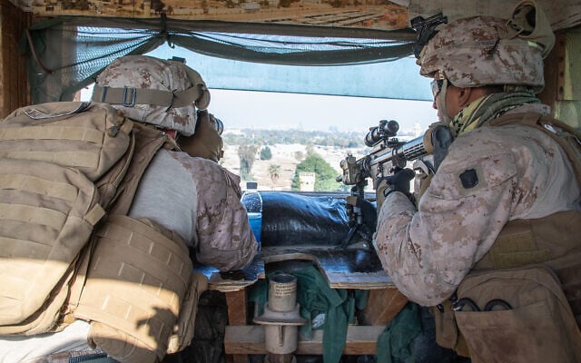 US Marines secure the Baghdad Embassy Compound in Iraq, January 3, 2020. (US Marine Corps/Sgt. Kyle C. Talbot) US Marines secure the Baghdad Embassy Compound in Iraq, January 3, 2020. (US Marine Corps/Sgt. Kyle C. Talbot)
