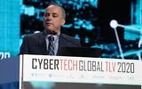 Israel's Energy Minister Yuval Steinitz speaking at the Cybertech 2020 conference in Tel Aviv; Jan. 29; (Cybertech)