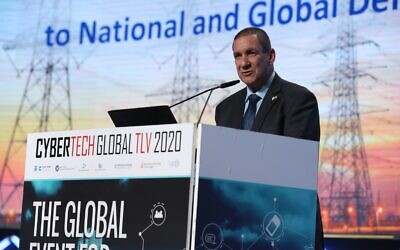 Israel Electric Corp's chairman Yiftah Ron-Tal, at the Cybertech 2020 conference on Jan. 29, (Courtesy)