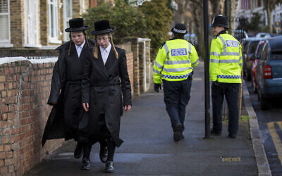 Illustrative: Ultra-Orthodox Jews in the Stamford Hill area of London, January 17, 2015. (Rob Stothard/ Getty Images via JTA/ File)