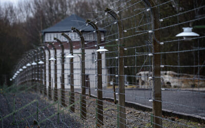A view of the former Buchenwald concentration camp in Weimar, Germany, January 26, 2018. (Jens Schlueter/Getty Images via JTA)