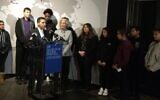 New York City Schools Chancellor Richard Carranza speaks at a news conference prior to a students' tour of the Museum of Jewish Heritage in New York City, January 15, 2020. (Ben Sales)