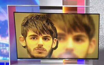 A photo of suspected American neo-Nazi John William Kirby Kelley, who faces an FBI indictment for calling in fake emergencies to prompt law enforcement responses, in coordination with a group sympathetic to neo-Nazi ideology that has targeted Jewish and African American institutions, as broadcast on Fox 5 DC on January 14, 2020. (Fox5DC screen capture)