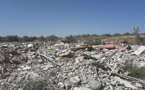A dump in Kafr Manda in northern Israel, whose owner was fined nearly $240,000 by the Environmental Protection Ministry for illegal burning of waste, January 14, 2020. (Environmental Protection Ministry)