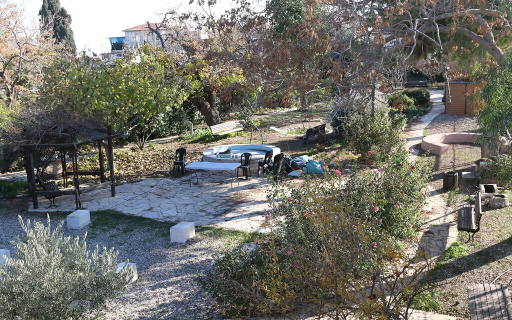 A park in the Old City's Muslim Quarter seen from the Old City wall ramparts. (Shmuel Bar-Am)