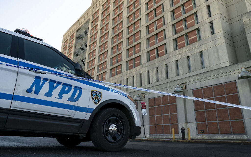 Illustrative: An NYPD vehicles sits outside the Metropolitan Detention Center in Brooklyn, February 4, 2019. (Drew Angerer/Getty Images via JTA) Illustrative: An NYPD vehicles sits outside the Metropolitan Detention Center in Brooklyn, February 4, 2019. (Drew Angerer/Getty Images via JTA)