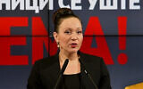 North Macedonian Labor and Social Policy Minister Rasela Mizrahi speaking at a conference in December 2019. (Facebook/Rasela Mizrahi via JTA)