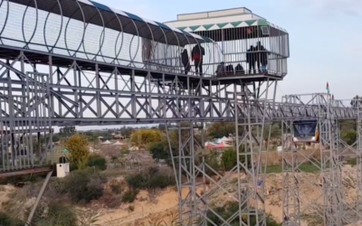 A train at an amusement park in the southern Gaza Strip that seeks to simulate a journey from the isolated coastal enclave to Jerusalem's Old City. (Screenshot: al-Mashad)