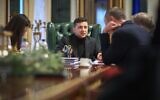 Ukraine President Volodymyr Zelensky, interviewed by The Times of Israel in his office in Kyiv, on January 18, 2020 (Press service of the Office of the President of Ukraine)
