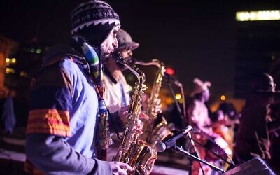 Street musicians performing at last year's 6th Night Festival in Tel Aviv's Neve Shaanan neighborhood (Courtesy City of Tel Aviv-Jaffa)