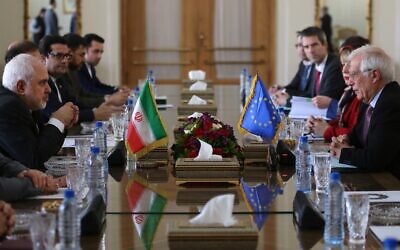 Iran's Foreign Minister Mohammad Javad Zarif (L) meets with European Union High Representative for Foreign Affairs and Security Policy Josep Borrell (R) in the capital Tehran on February 3, 2020. (Atta Kenare/AFP) Iran's Foreign Minister Mohammad Javad Zarif (L) meets with European Union High Representative for Foreign Affairs and Security Policy Josep Borrell (R) in the capital Tehran on February 3, 2020. (Atta Kenare/AFP)
