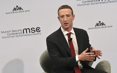 The founder and CEO of Facebook Mark Zuckerberg speaks during the 56th Munich Security Conference (MSC) in Munich, southern Germany, on February 15, 2020 (Christof STACHE / AFP)