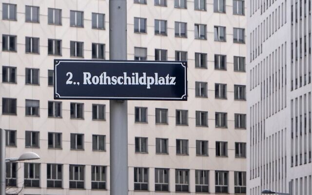 A sign for Rothschild square, named after Salomon Mayer von Rothschild, is pictured in Vienna, Austria, February 18, 2020. (Joe Klamar/AFP) A sign for Rothschild square, named after Salomon Mayer von Rothschild, is pictured in Vienna, Austria, February 18, 2020. (Joe Klamar/AFP)