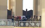 Egyptian honor guards carry the coffin of former president Hosni Mubarak during his funeral ceremony at Cairo's Mosheer Tantawi mosque in the eastern outskirts of the Egyptian capital on February 26, 2020 (Khaled DESOUKI / AFP)