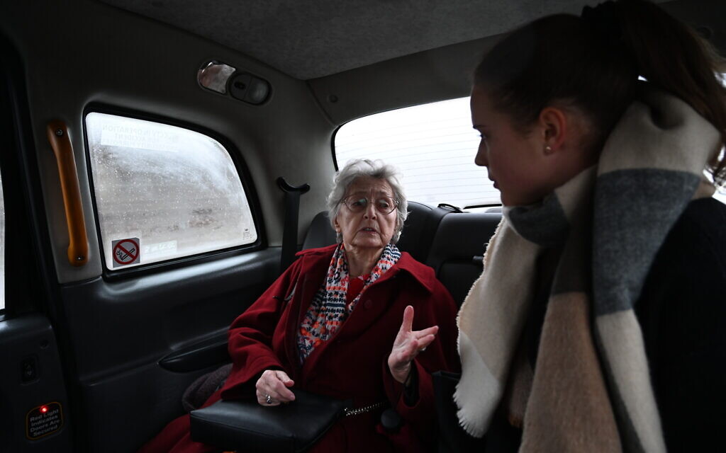 Anna Stupnicka-Bando in one of the Silent Hero taxis in Warsaw, January 29, 2020. (Cnaan Liphshiz/ JTA)