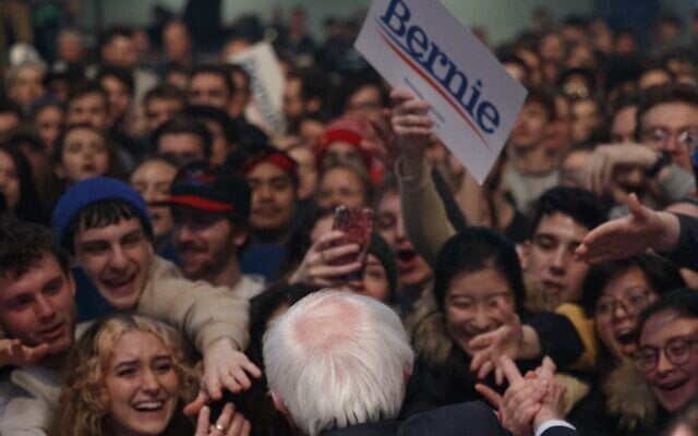 Democratic presidential candidate Sen. Bernie Sanders (I-VT) greets rally attendees after speaking at a campaign rally at the U.S. Bank Arena on February 1, 2020 in Cedar Rapids, Iowa. (Tom Brenner/Getty Images/AFP) Democratic presidential candidate Sen. Bernie Sanders (I-VT) greets rally attendees after speaking at a campaign rally at the U.S. Bank Arena on February 1, 2020 in Cedar Rapids, Iowa. (Tom Brenner/Getty Images/AFP)