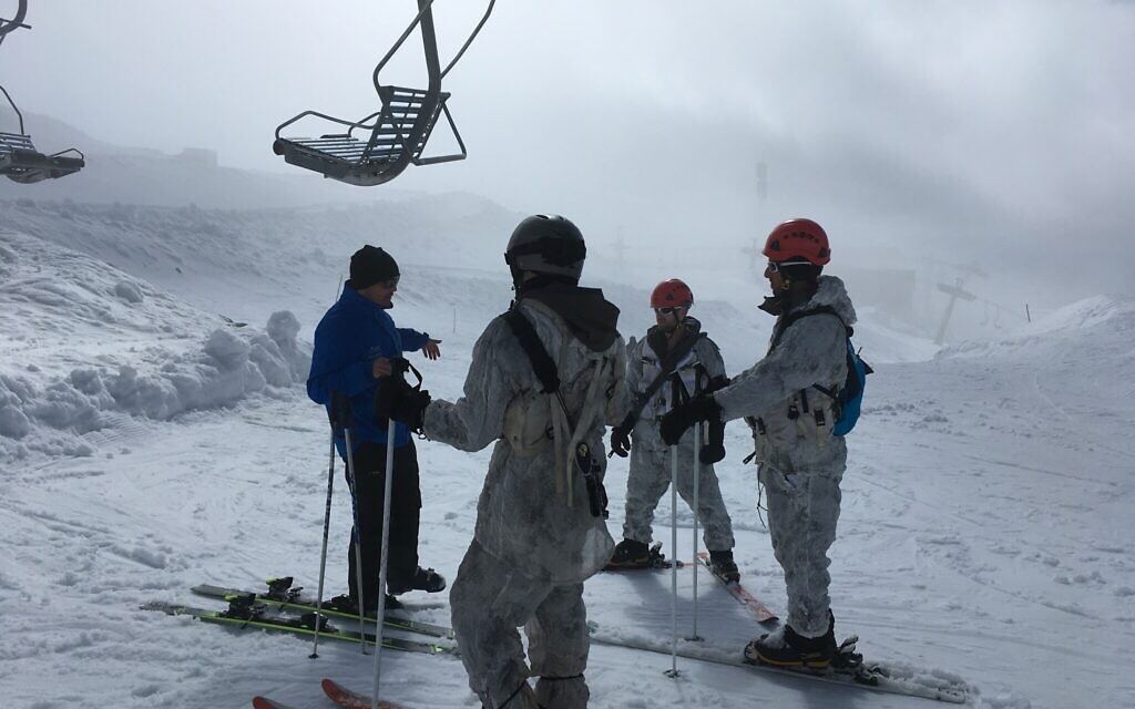 The Israeli Defense Forces special alpine unit trains on the Hermon. (Uriel Heilman/ JTA) The Israeli Defense Forces special alpine unit trains on the Hermon. (Uriel Heilman/ JTA)