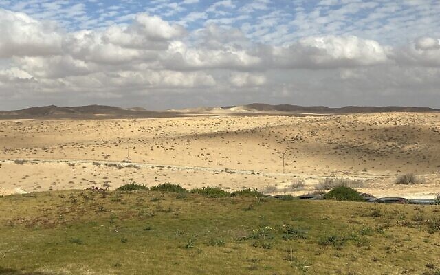 Land designated by the Trump plan to become a Palestinian enclave, just inside the Israel-Egypt border, on February 3, 2020. (Jacob Magid/Times of Israel)