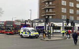 Police attend the scene after what they said was a 'terrorism-related incident' in Streatham, London, February 2, 2020. (Isobel Frodsham/PA via AP)