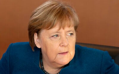 German Chancellor Angela Merkel arrives for the weekly cabinet meeting of the German government at the chancellery in Berlin, Germany, February 5, 2020. (Jens Meyer/AP)
