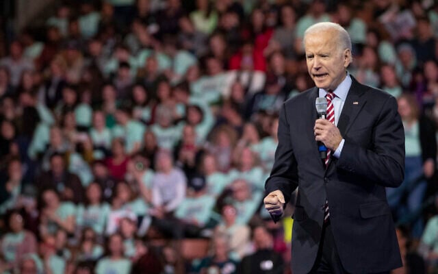 Democratic presidential candidate and former vice president Joe Biden speaks during the McIntyre-Shaheen 100 Club Dinner, February 8, 2020, in Manchester, New Hampshire. (AP Photo/Mary Altaffer) Democratic presidential candidate and former vice president Joe Biden speaks during the McIntyre-Shaheen 100 Club Dinner, February 8, 2020, in Manchester, New Hampshire. (AP Photo/Mary Altaffer)