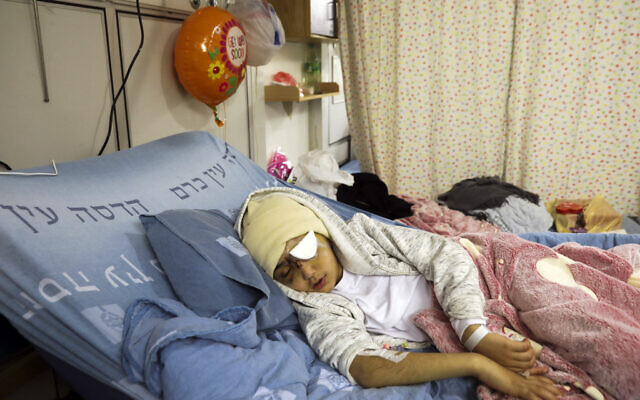 Malek Issa rests at Hadassah Hospital in Jerusalem, February 20, 2020. (AP Photo/ Mahmoud Illean) Malek Issa rests at Hadassah Hospital in Jerusalem, February 20, 2020. (AP Photo/ Mahmoud Illean)