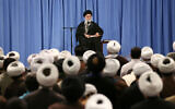 In this photo released by an official website of the office of the Iranian supreme leader, Supreme Leader Ayatollah Ali Khamenei speaks in a meeting in Tehran, Iran, February 23, 2020. (Office of the Iranian Supreme Leader via AP)
